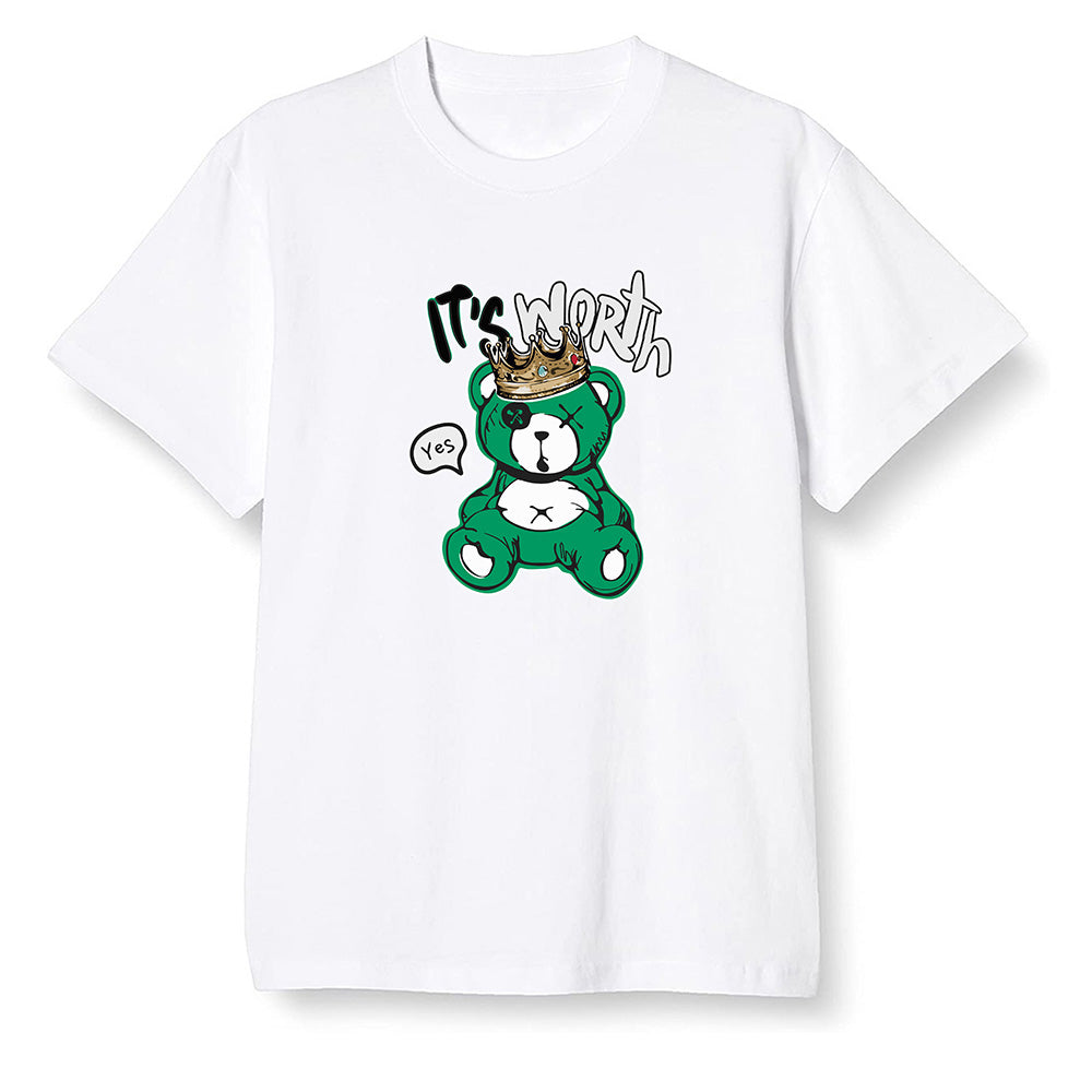 Pop Colour AJ1 Retro High OG Pine Green J10443 - Worth Trying Teddy Bear - White Men T-shirt