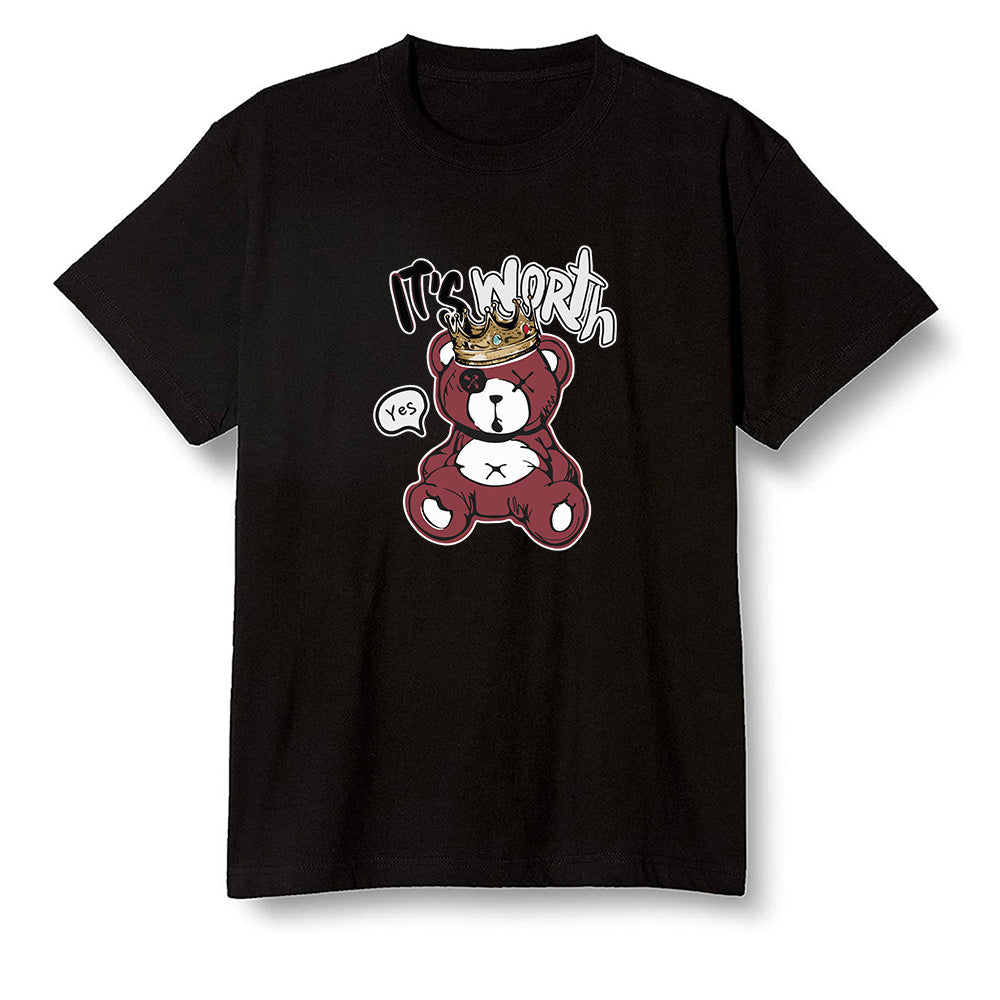 Pop Colour AJ1 Retro High OG SP White/Royal/Varsity Red/Black - Worth Trying Teddy Bear - Black Men T-shirt