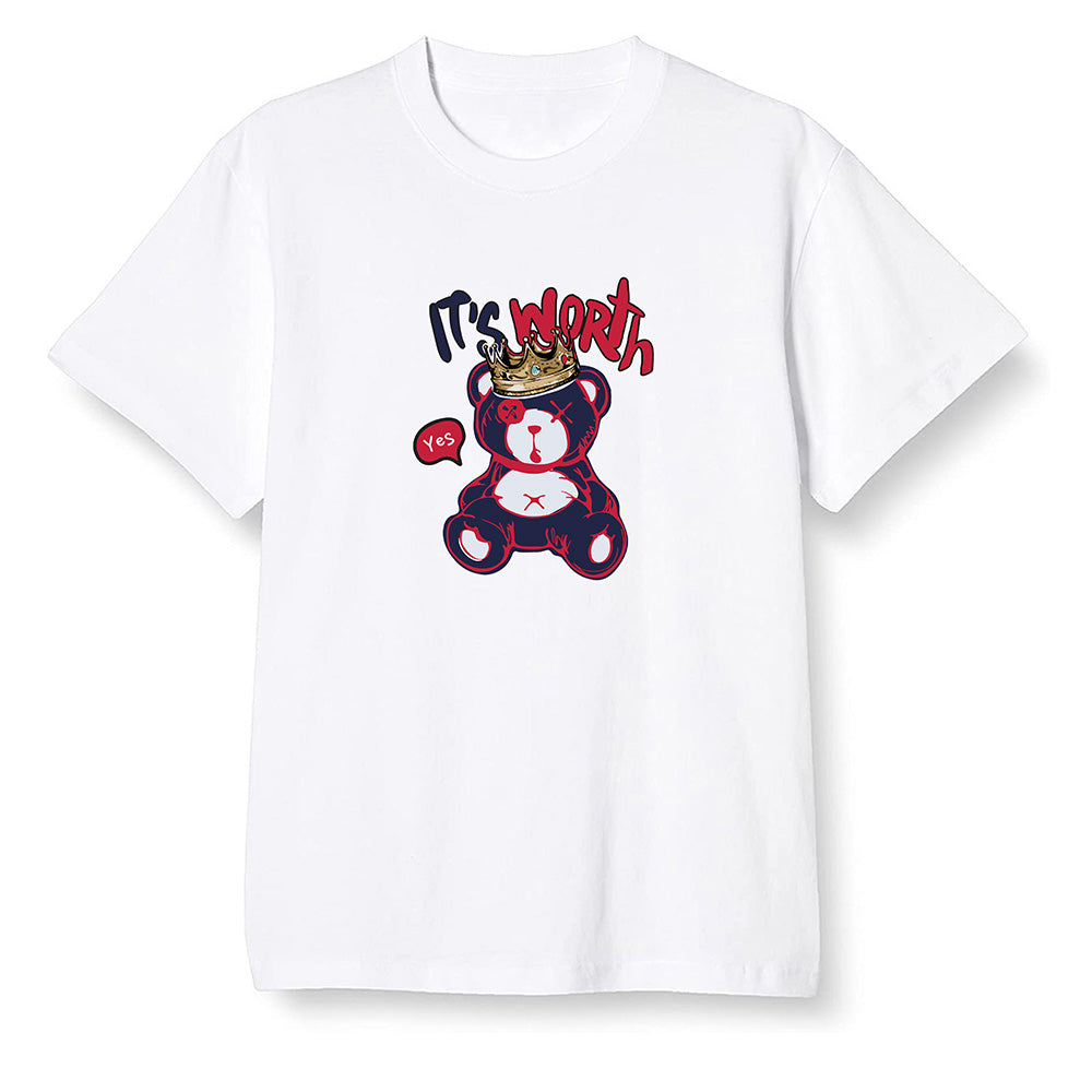 Pop Colour AJ6 Retro 'Doernbecher' 2019 Midnight Navy/White-Varsity Red-Metallic Gold - Worth Trying Teddy Bear - White Men T-shirt
