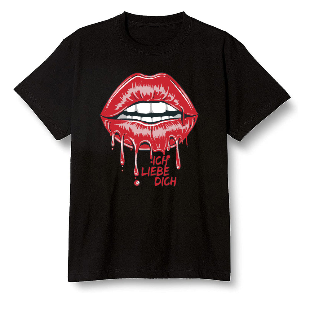Pop Colour AJ13 Retro HE Got Game - love you_red lips - Black Men T-shirt