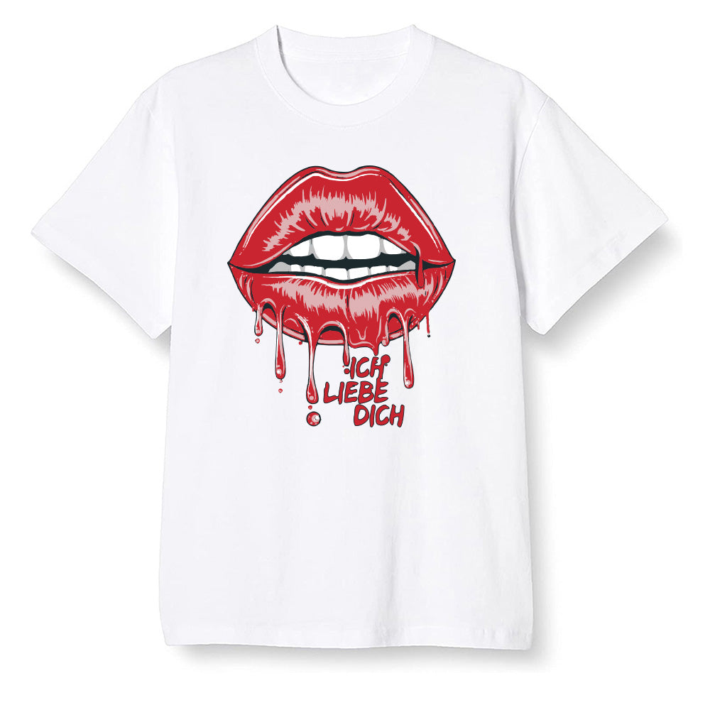Pop Colour AJ13 Retro HE Got Game - love you_red lips - White Men T-shirt