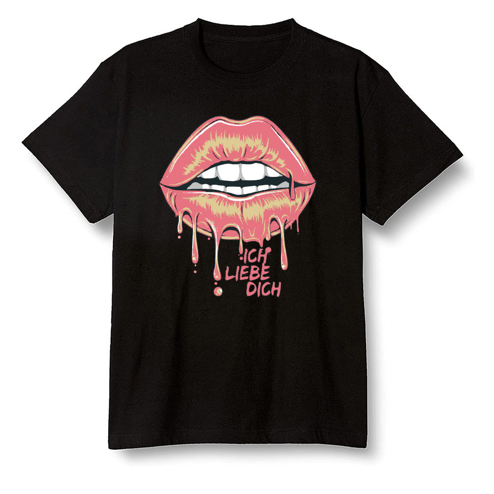 Pop Colour AJ13 Retro CNY - love you_red lips - Black Men T-shirt