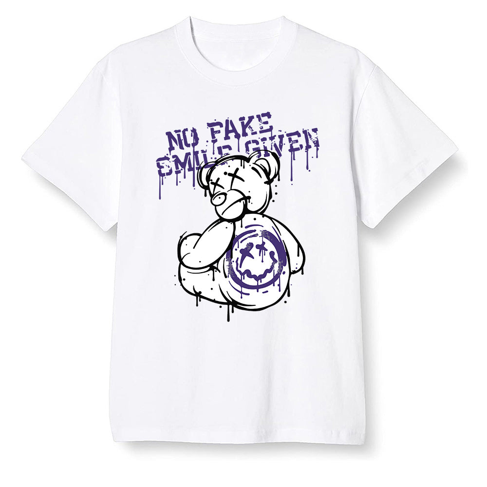 Pop Colour AJ1 Retro High OG Court Purple - smiley teddy bear - White Men T-shirt