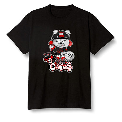 Pop Colour AJ1 Low Black Toe - 0 Cares$ Teddy - Black Men T-shirt