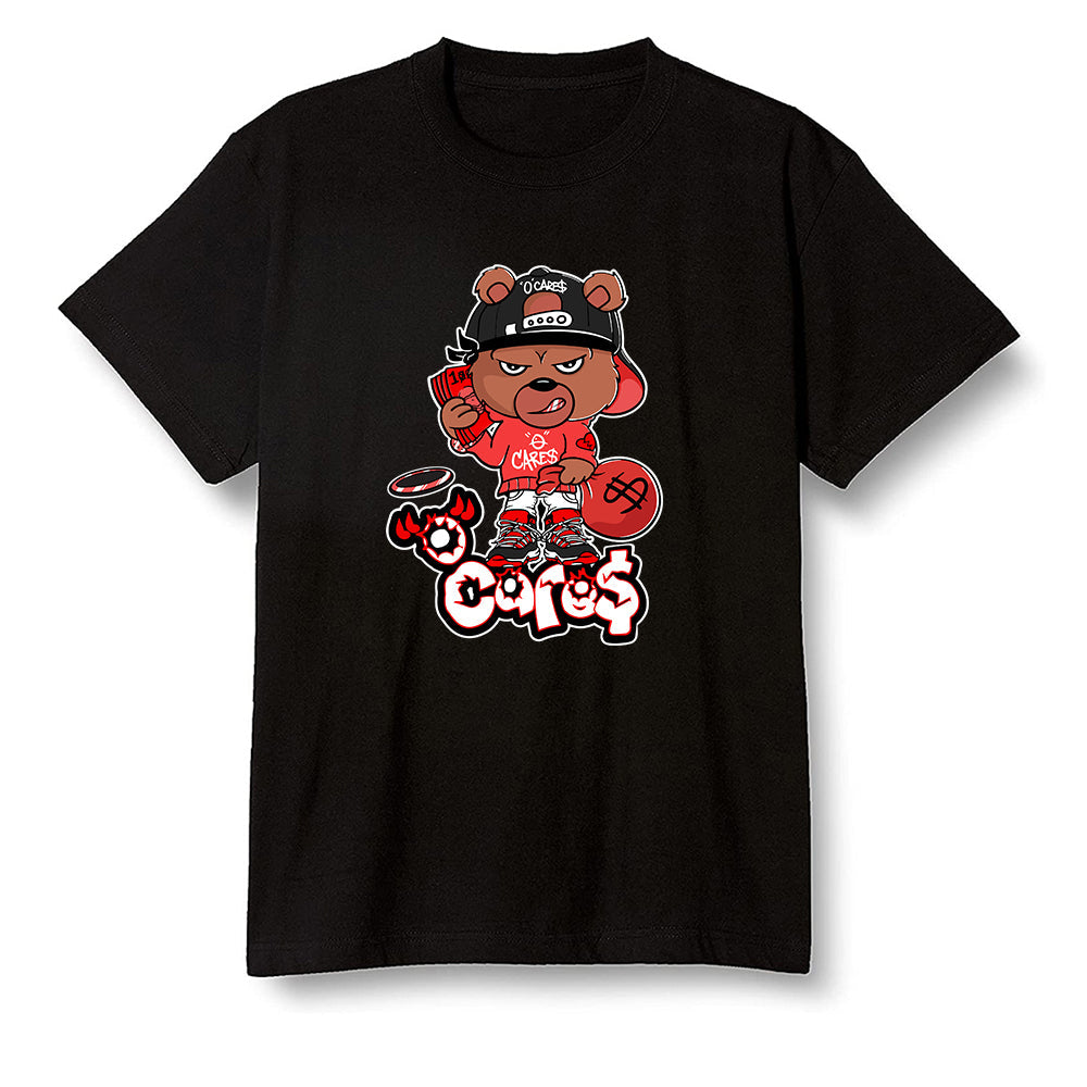 Pop Colour AJ1 Retro High OG Chicago - 0 Cares$ Teddy - Black Men T-shirt