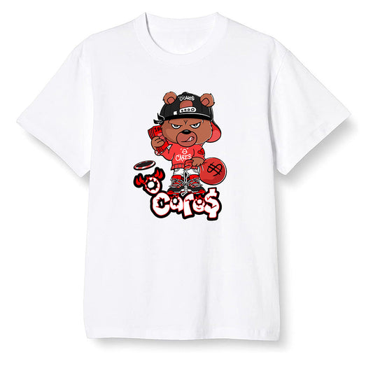Pop Colour AJ1 Retro High OG Chicago - 0 Cares$ Teddy - White Men T-shirt
