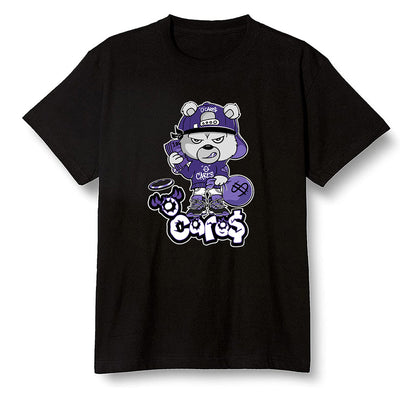 Pop Colour AJ1 Retro High OG Court Purple - 0 Cares$ Teddy - Black Men T-shirt