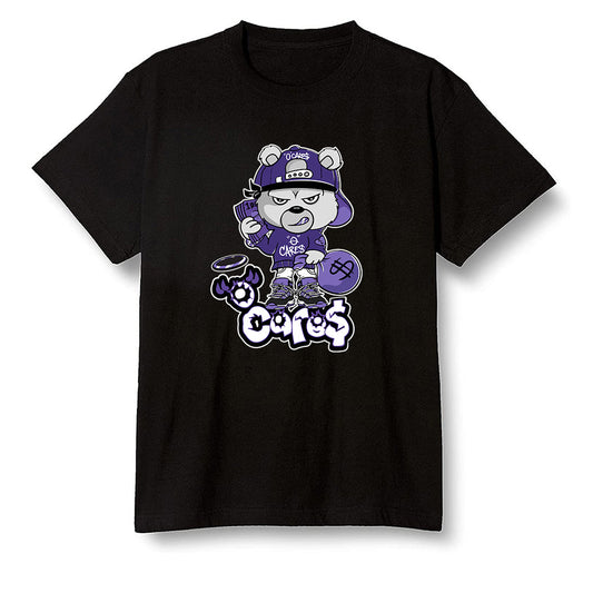 Pop Colour AJ1 Retro High OG Court Purple - 0 Cares$ Teddy - Black Men T-shirt