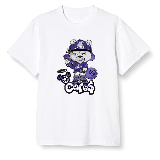 Pop Colour AJ1 Retro High OG Court Purple - 0 Cares$ Teddy - White Men T-shirt