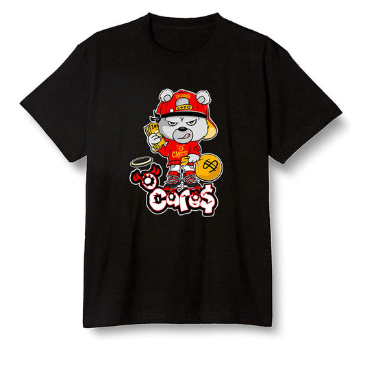 Pop Colour AJ1 Retro High OG Light Fusion Red - 0 Cares$ Teddy - Black Men T-shirt