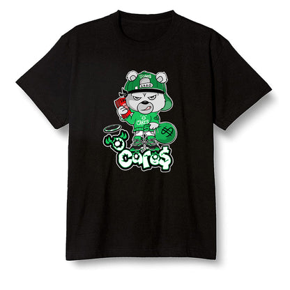 Pop Colour AJ1 High OG Lucky Green - 0 Cares$ Teddy - Black Men T-shirt