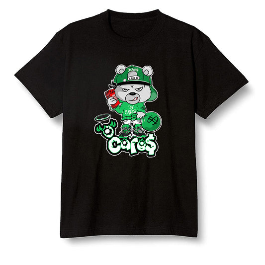 Pop Colour AJ1 High OG Lucky Green - 0 Cares$ Teddy - Black Men T-shirt