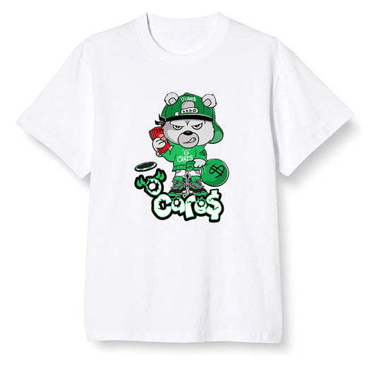 Pop Colour AJ1 High OG Lucky Green - 0 Cares$ Teddy - White Men T-shirt