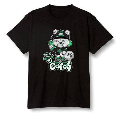 Pop Colour AJ13 Retro 'Lucky Green' - 0 Cares$ Teddy - Black Men T-shirt
