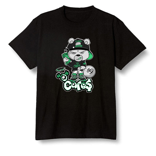 Pop Colour AJ13 Retro 'Lucky Green' - 0 Cares$ Teddy - Black Men T-shirt