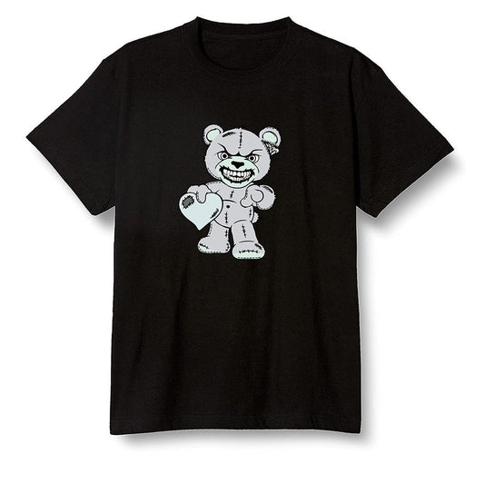 Pop Colour AJ1 Low Retro 'White' White/White-Metallic Silver - Angry Teddy Bear - Black Men T-shirt