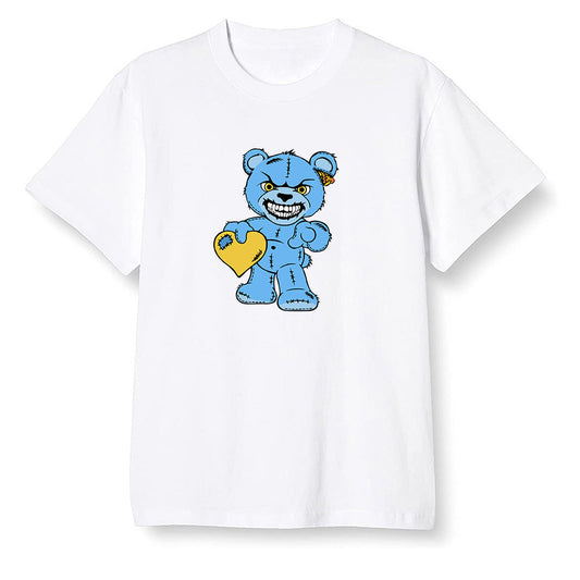 Pop Colour AJ1 Retro Low 'West Coast' White/Varsity Maize-University Blue - Angry Teddy Bear - White Men T-shirt
