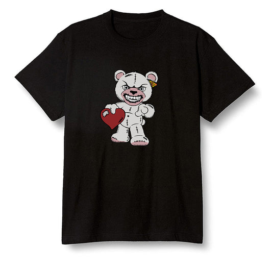 Pop Colour AJ1 Retro Low 'Hare' Grey Mist/University Red-Light Poison - Angry Teddy Bear - Black Men T-shirt