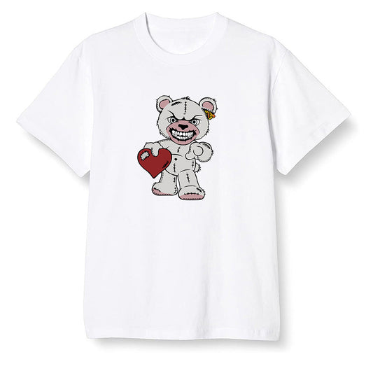 Pop Colour AJ1 Retro Low 'Hare' Grey Mist/University Red-Light Poison - Angry Teddy Bear - White Men T-shirt