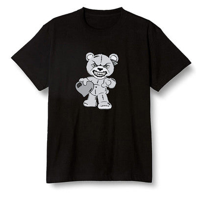 Pop Colour AJ1 Low Triple White - Angry Teddy Bear - Black Men T-shirt