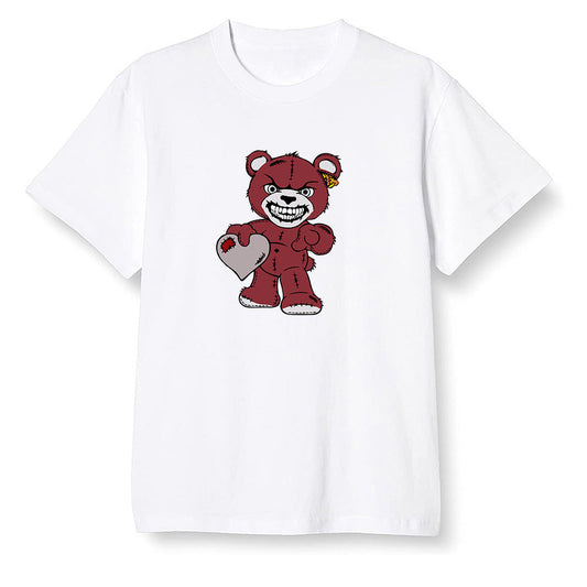 Pop Colour AJ1 Low Black Toe - Angry Teddy Bear - White Men T-shirt
