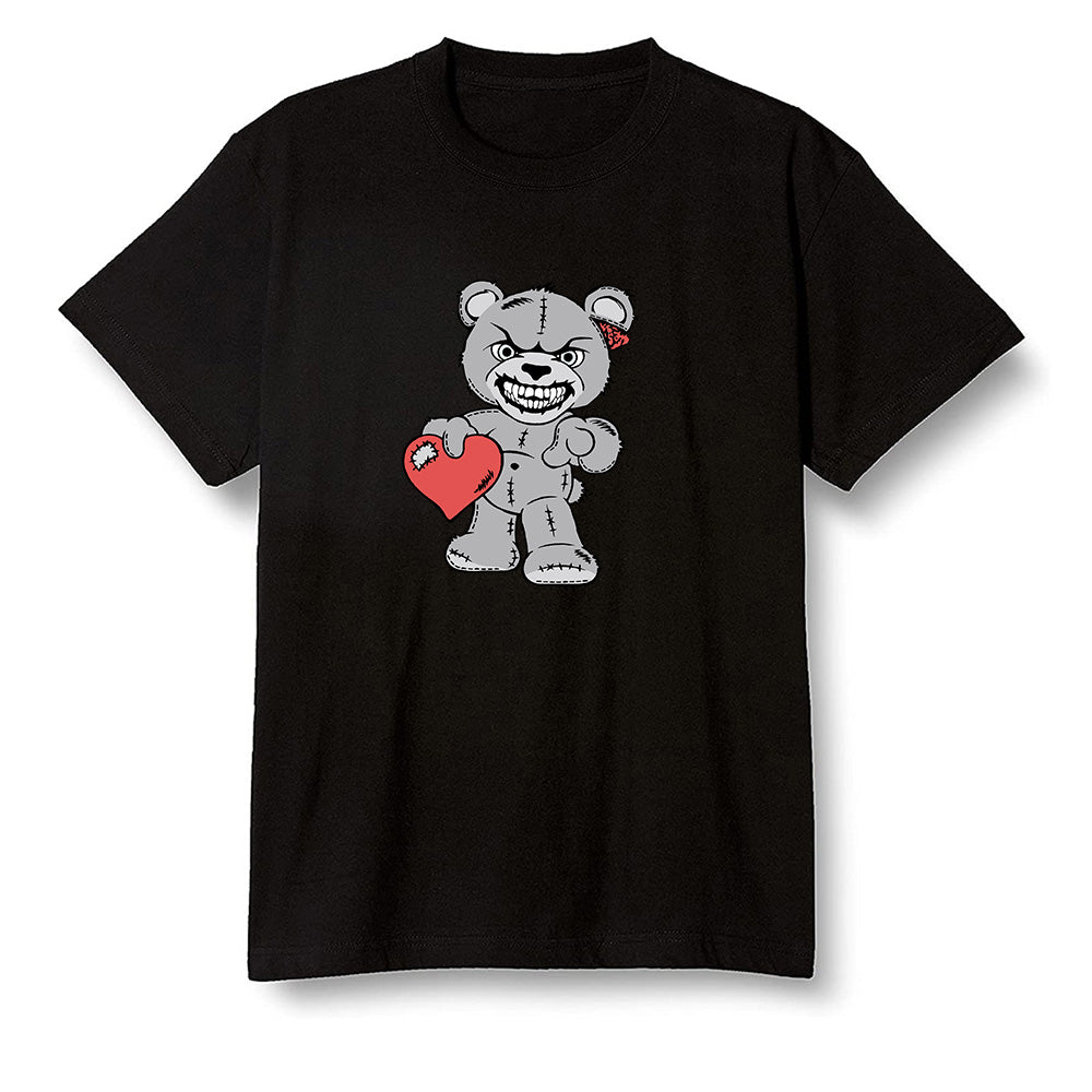 Pop Colour AJ1 Low GS Light Smoke Grey - Angry Teddy Bear - Black Men T-shirt