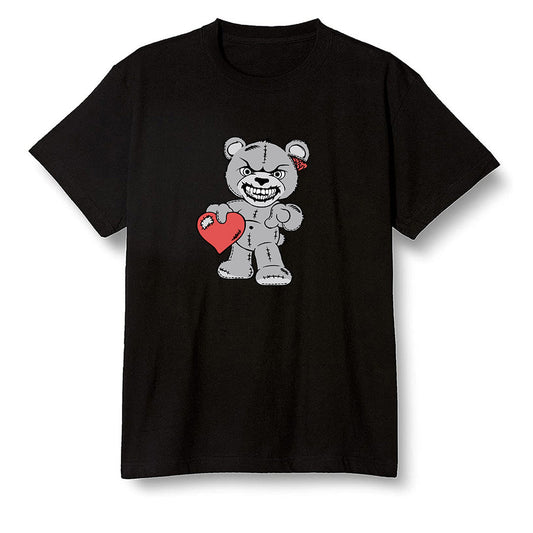 Pop Colour AJ1 Low GS Light Smoke Grey - Angry Teddy Bear - Black Men T-shirt