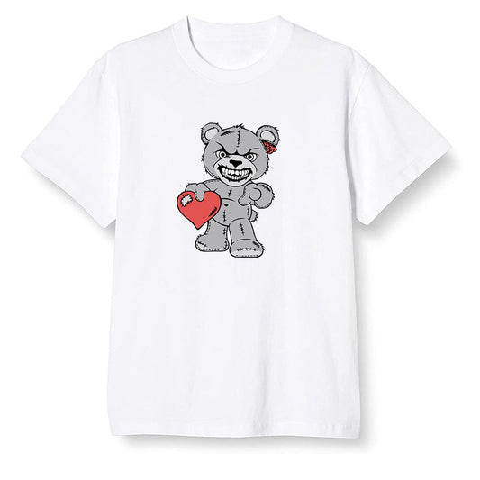 Pop Colour AJ1 Low GS Light Smoke Grey - Angry Teddy Bear - White Men T-shirt