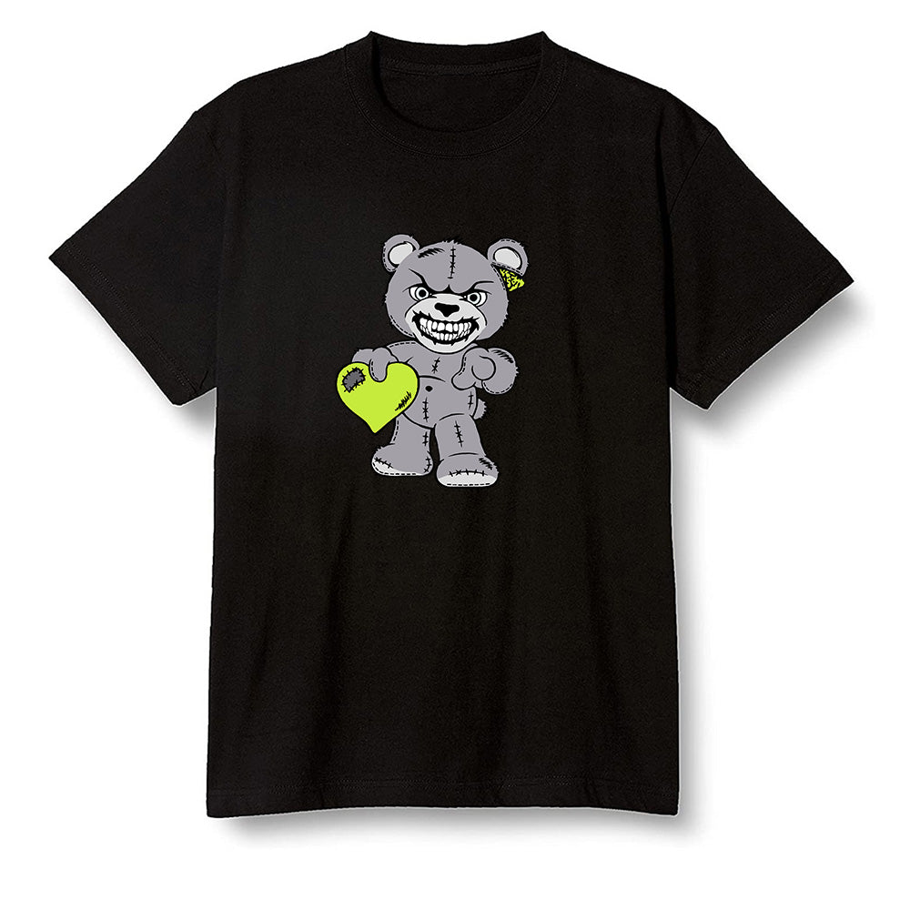 Pop Colour AJ1 Mid Grey Volt - Angry Teddy Bear - Black Men T-shirt
