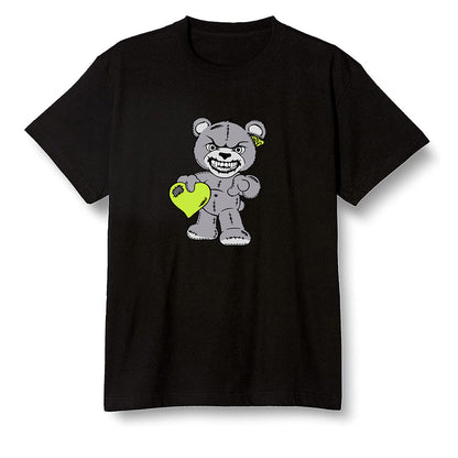 Pop Colour AJ1 Mid Grey Volt - Angry Teddy Bear - Black Men T-shirt