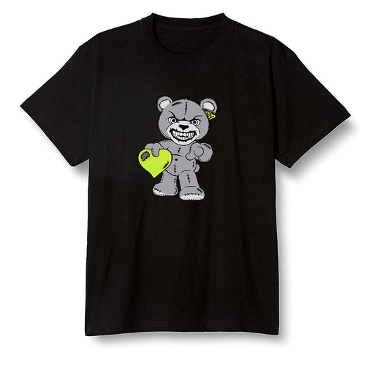Pop Colour AJ1 Mid Grey Volt - Angry Teddy Bear - Black Men T-shirt
