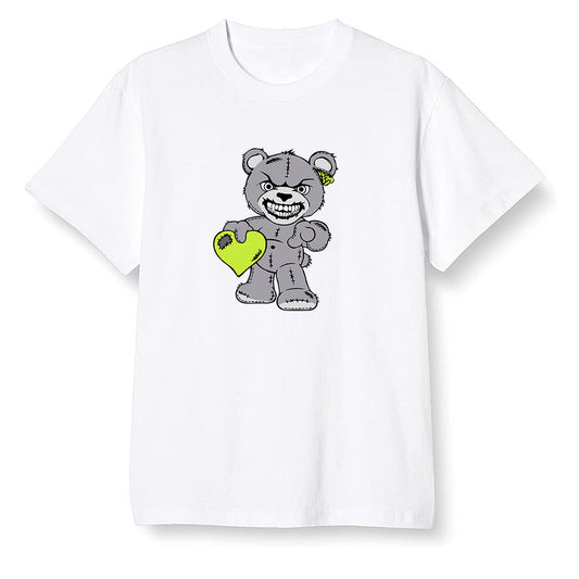 Pop Colour AJ1 Mid Grey Volt - Angry Teddy Bear - White Men T-shirt