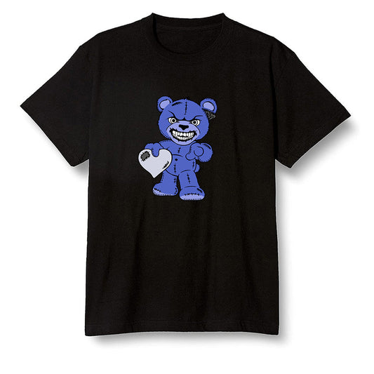 Pop Colour AJ1 Mid Hyper Royal - Angry Teddy Bear - Black Men T-shirt