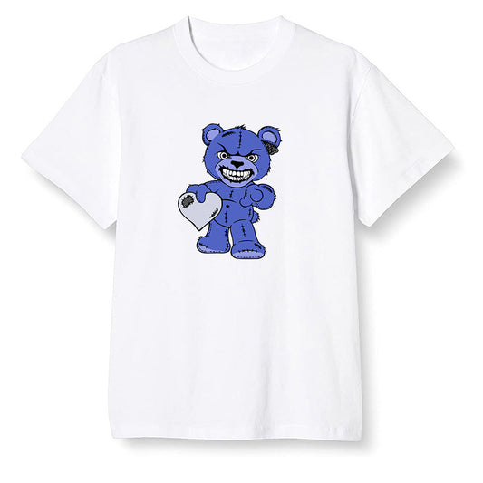 Pop Colour AJ1 Mid Hyper Royal - Angry Teddy Bear - White Men T-shirt