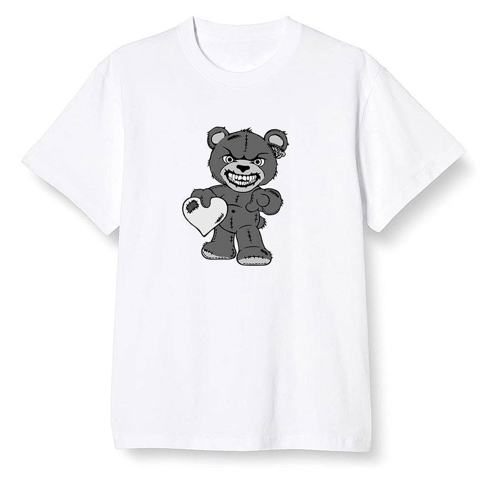 Pop Colour AJ1 High OG Black White - Angry Teddy Bear - White Men T-shirt