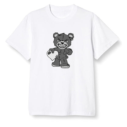 Pop Colour AJ1 High OG Black White - Angry Teddy Bear - White Men T-shirt