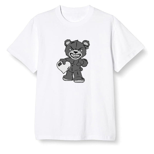 Pop Colour AJ1 High OG Black White - Angry Teddy Bear - White Men T-shirt