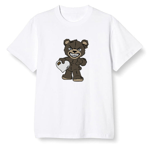 Pop Colour AJ1 Retro High Dark Mocha - Angry Teddy Bear - White Men T-shirt
