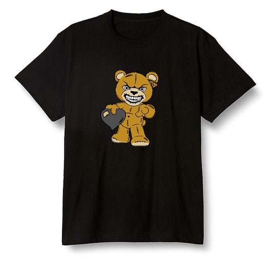 Pop Colour AJ1 Retro High OG Yellow Ochre - Angry Teddy Bear - Black Men T-shirt