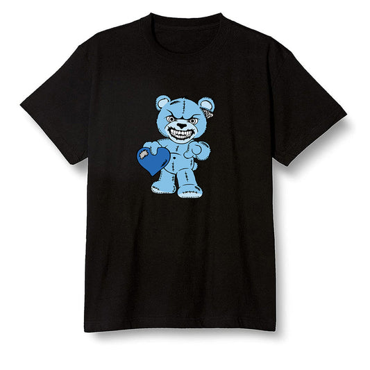 Pop Colour AJ1 Retro High OG University Blue - Angry Teddy Bear - Black Men T-shirt