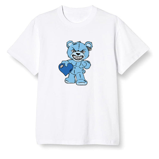 Pop Colour AJ1 Retro High OG University Blue - Angry Teddy Bear - White Men T-shirt