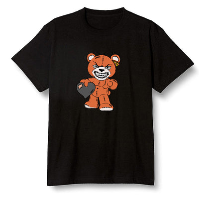 Pop Colour AJ1 Retro High OG Electro Orange - Angry Teddy Bear - Black Men T-shirt