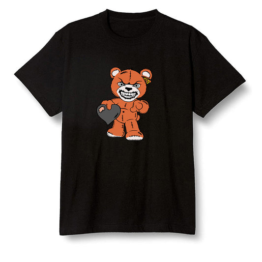 Pop Colour AJ1 Retro High OG Electro Orange - Angry Teddy Bear - Black Men T-shirt