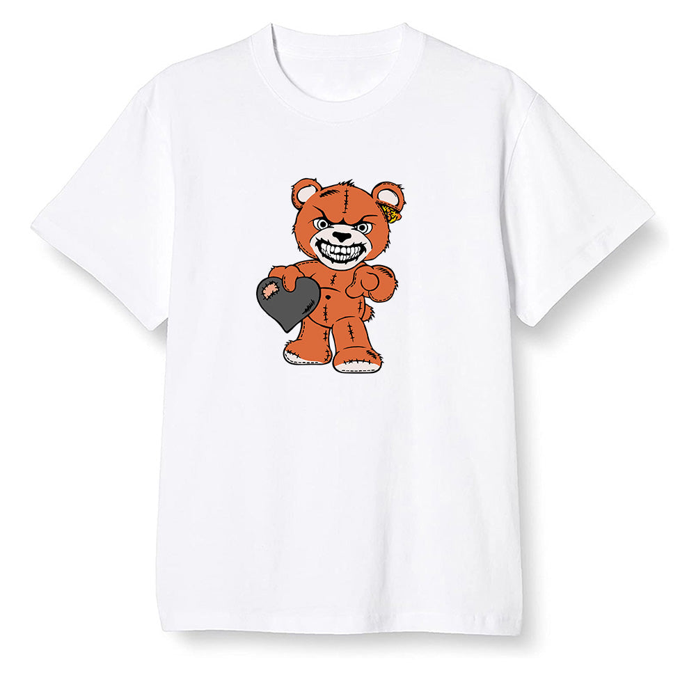 Pop Colour AJ1 Retro High OG Electro Orange - Angry Teddy Bear - White Men T-shirt