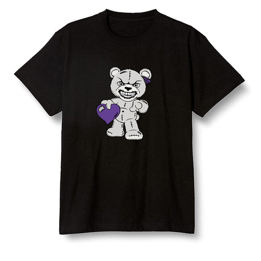 Pop Colour AJ1 Retro High OG Court Purple - Angry Teddy Bear - Black Men T-shirt