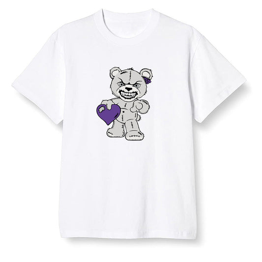 Pop Colour AJ1 Retro High OG Court Purple - Angry Teddy Bear - White Men T-shirt