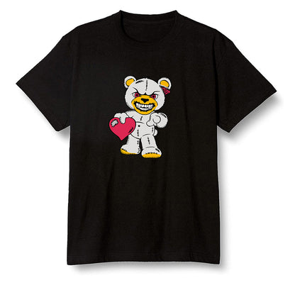 Pop Colour AJ1 Retro High OG Light Fusion Red - Angry Teddy Bear - Black Men T-shirt