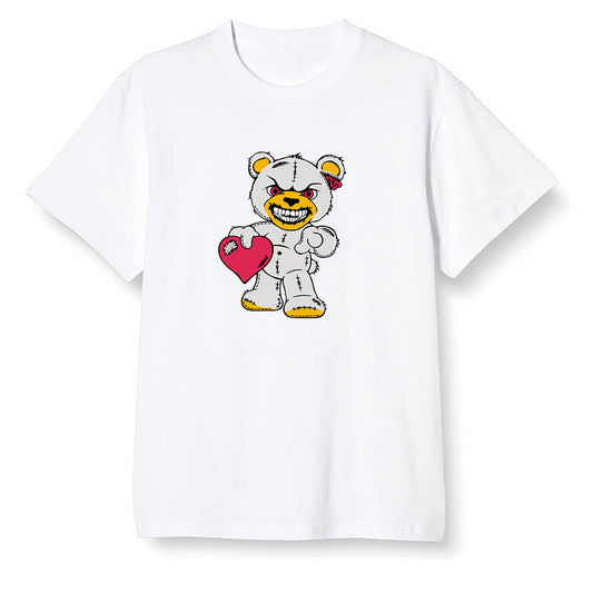 Pop Colour AJ1 Retro High OG Light Fusion Red - Angry Teddy Bear - White Men T-shirt