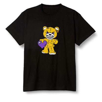 Pop Colour AJ1 Mid SE University Gold - Angry Teddy Bear - Black Men T-shirt