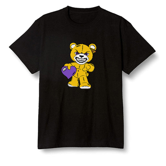 Pop Colour AJ1 Mid SE University Gold - Angry Teddy Bear - Black Men T-shirt